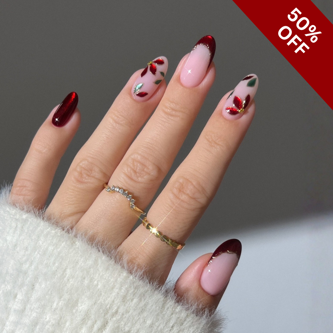 Holiday Sparkle press-on nail set - XS to L sizing, ombre gradient design