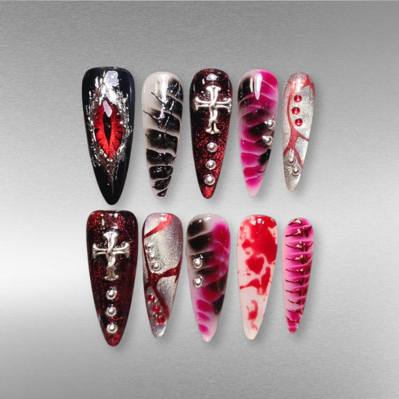 Chrome Crush press-on nails - image 7 of 15, pearl-shift coffin/ballerina