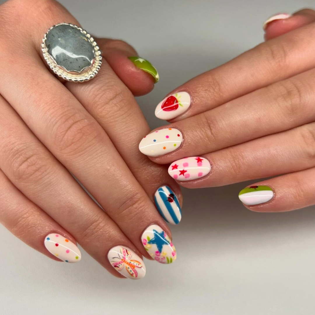 Blooming Picnic press-on nails - image 7 of 15, cat-eye velvet almond