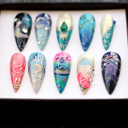 Moon & Star press-on nails - image 5 of 9, sparkle stiletto