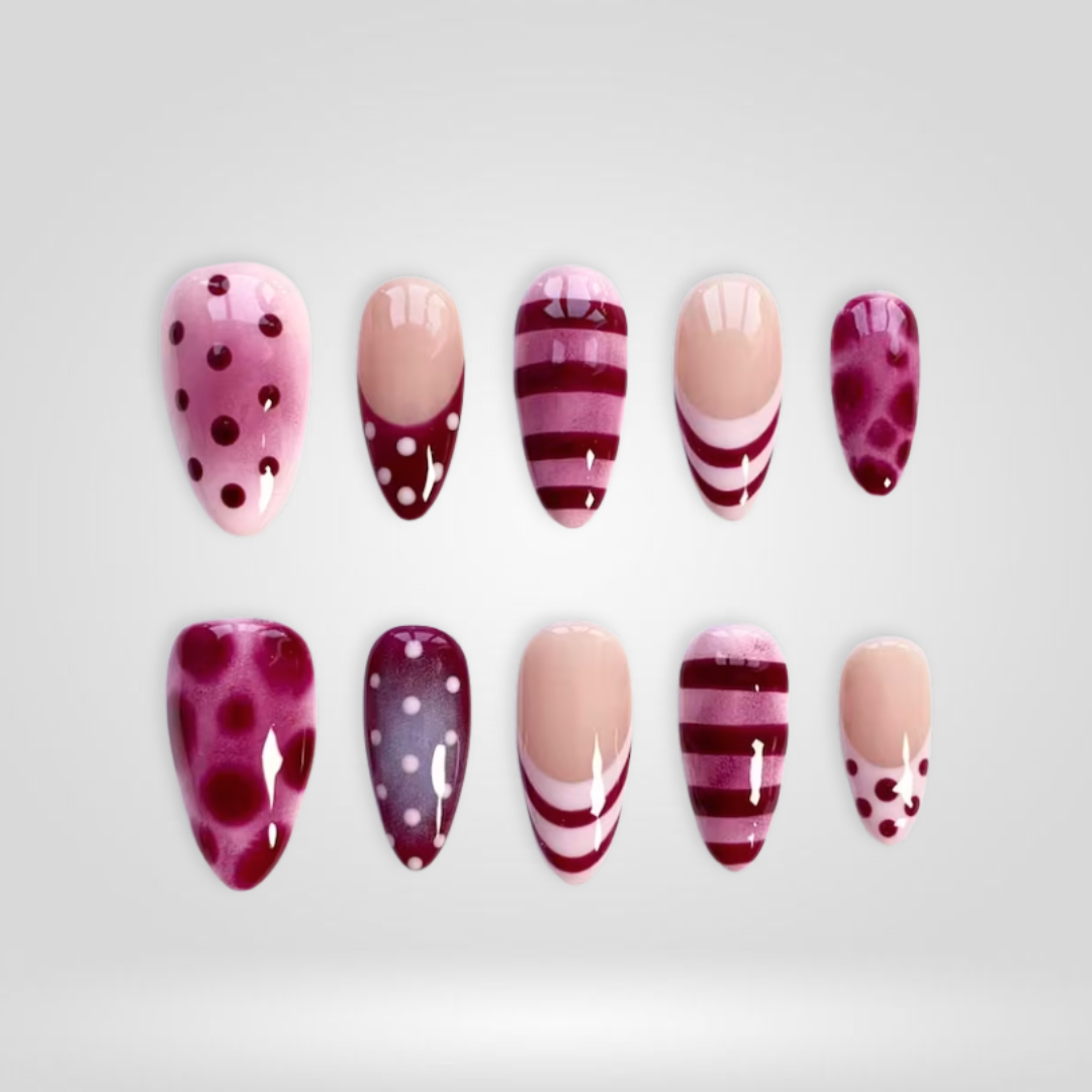 Dot Striped press-on nails - image 8 of 15, polka dot almond
