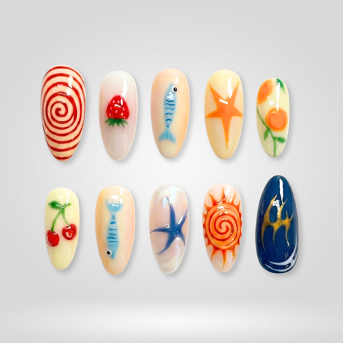 Coastal Pop butter yellow press-on nails - almond shape, front view