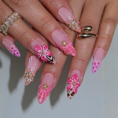 Tropical Muse press-on nails close-up texture detail - cat-eye velvet finish, US shipping