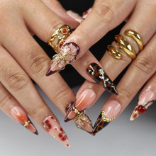 Petal Rush floral press-on nails - almond shape, front view