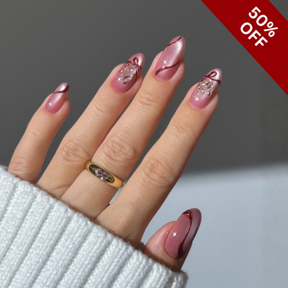 Holiday Sparkle press-on nails close-up texture detail - ombre gradient finish, US shipping