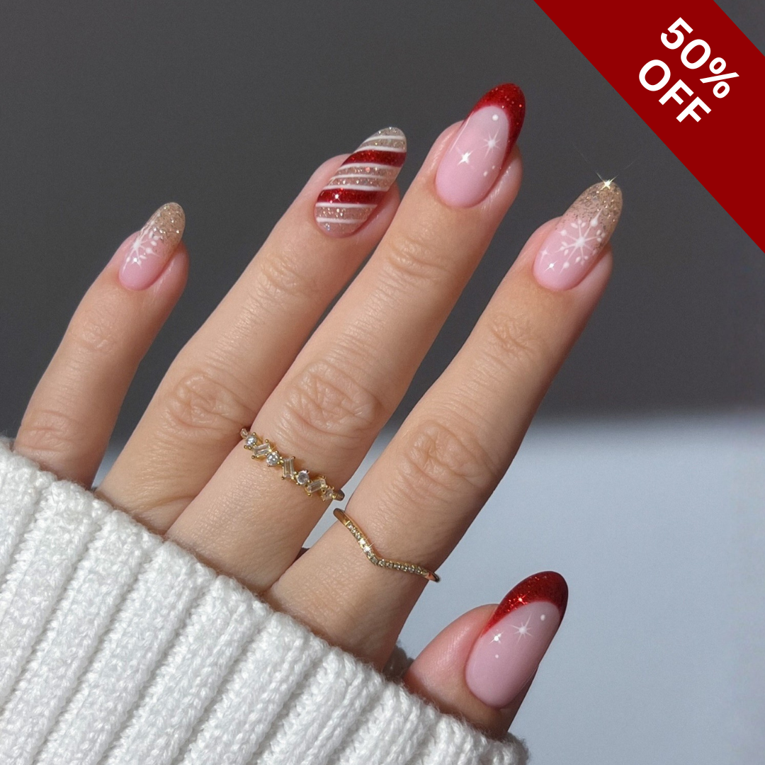 Holiday Sparkle press-on nails - image 6 of 12, ombre gradient almond