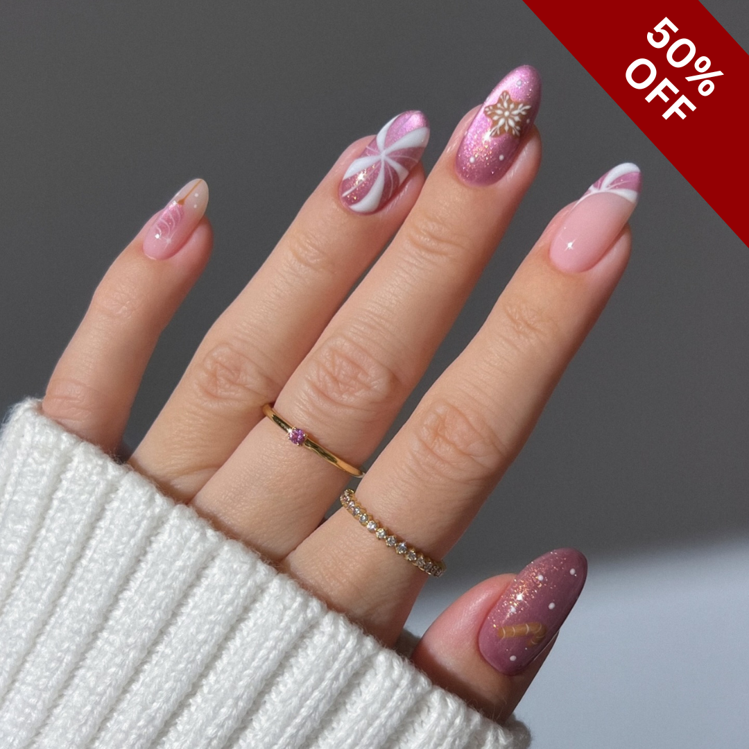 Holiday Sparkle press-on nails - image 7 of 12, ombre gradient almond
