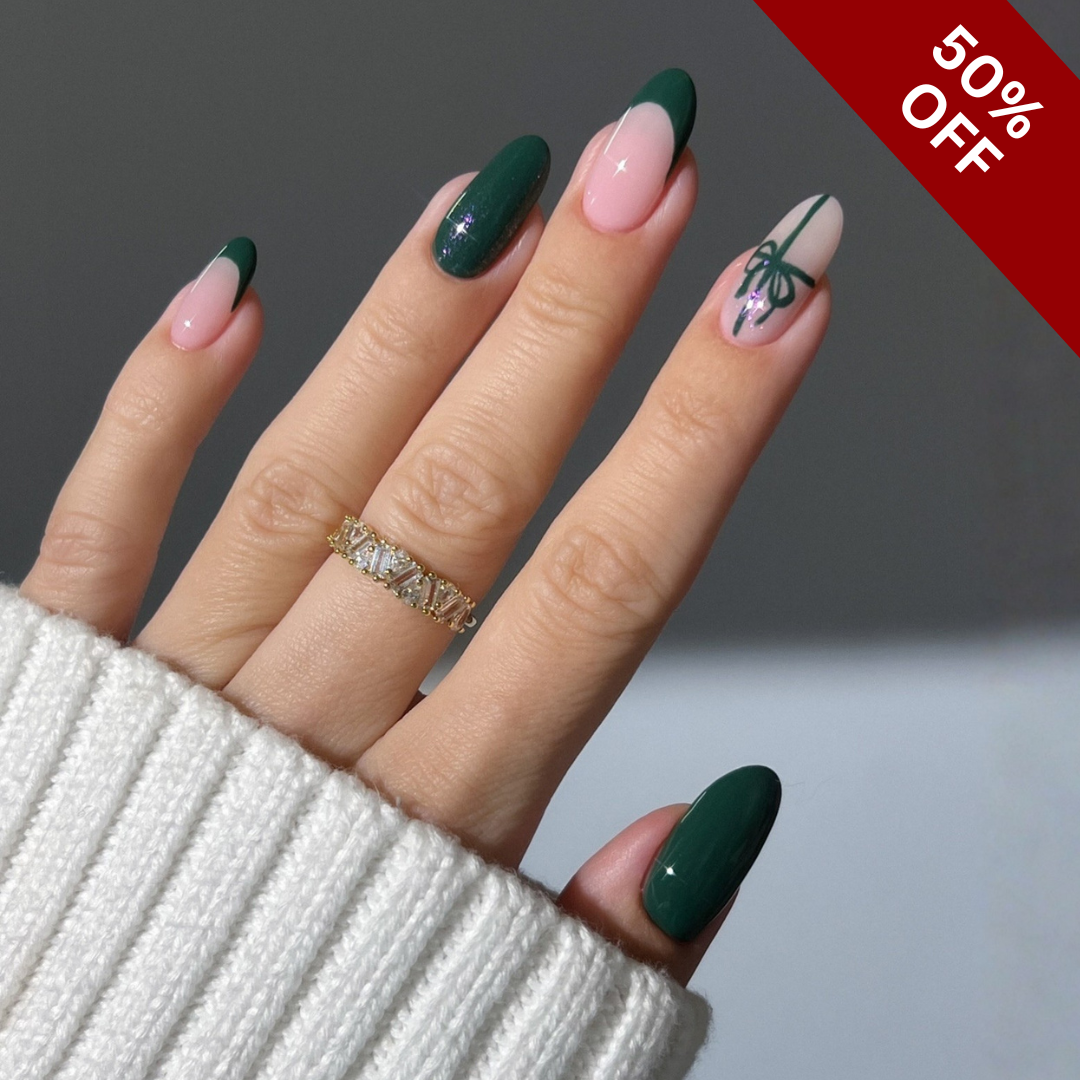 Holiday Sparkle press-on nails - image 9 of 12, ombre gradient almond