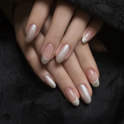 Elegant French press-on nails - image 5 of 15, french tip almond