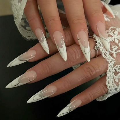 Elegant French press-on nails - image 8 of 15, french tip almond