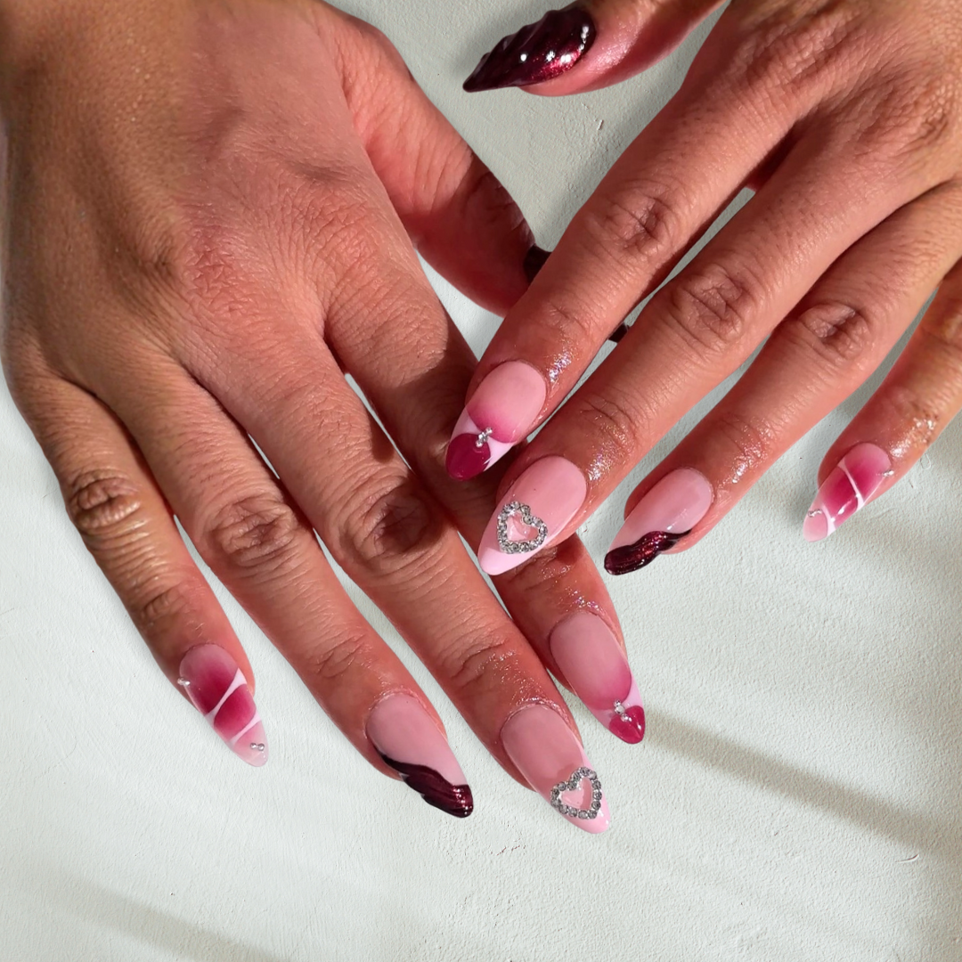 Valentine Romance press-on nails - image 9 of 15, cat-eye velvet almond