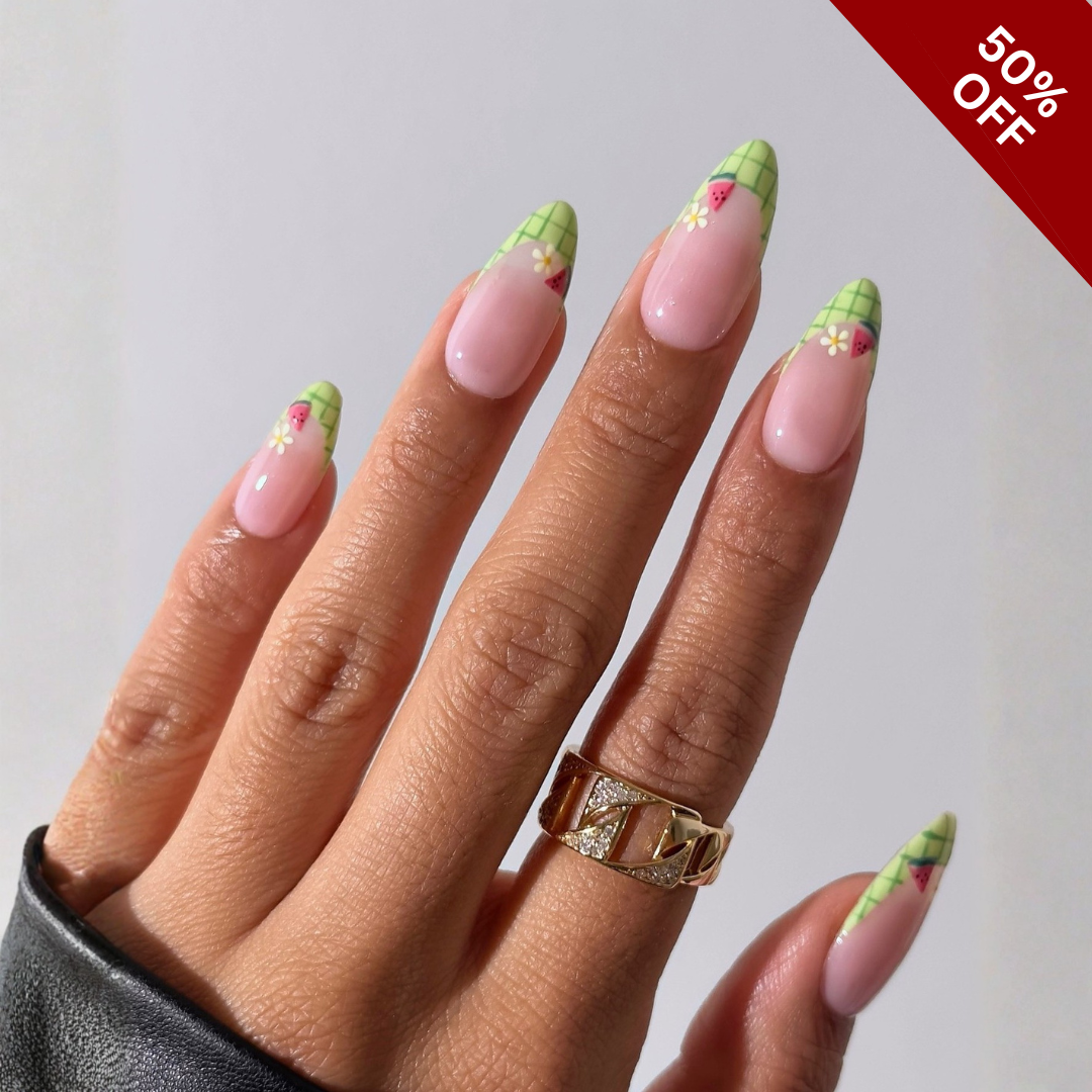 Spring Garden press-on nails close-up texture detail - cat-eye velvet finish, US shipping