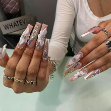 Bloom Luxe milky cloud dancer press-on nails - coffin/ballerina shape, front view