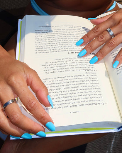 Azure Blue press-on nails - image 6 of 9, summer round