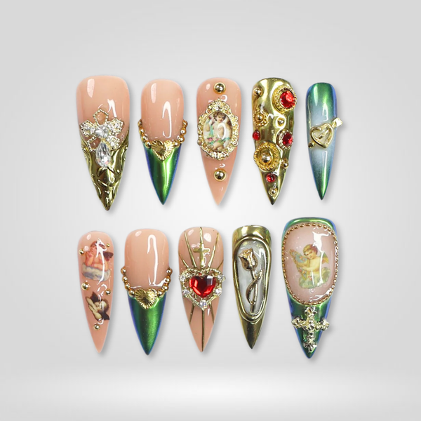 Angel Heart | Seasonal Almond Press-Ons press-on nail set