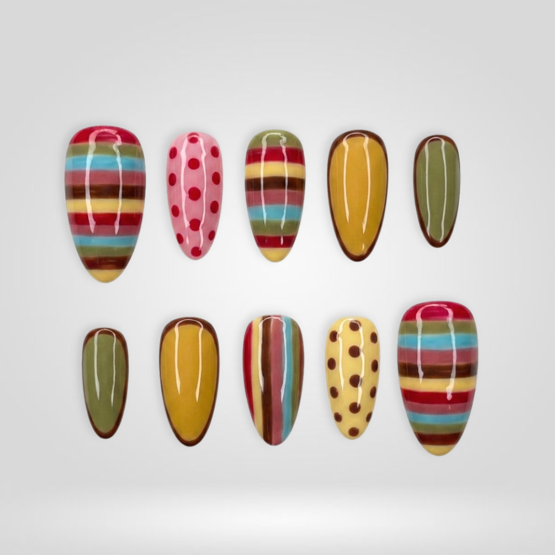 Dot Striped press-on nails - image 5 of 15, polka dot almond