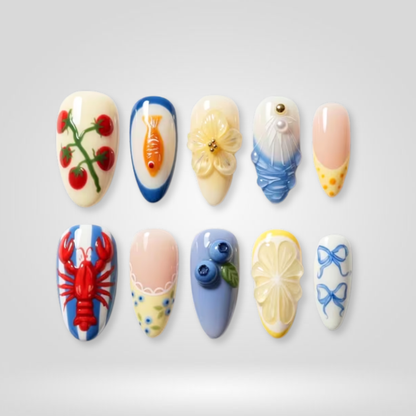 Seaside Treat butter yellow press-on nails - almond shape, front view