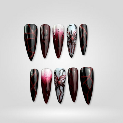 Wicked Glam press-on nails on hand - lifestyle photo, vamp finish