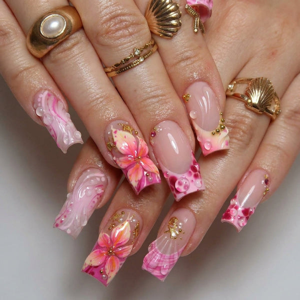 Tropical Garden | Cat-Eye Velvet Almond Press-Ons press-on nail set