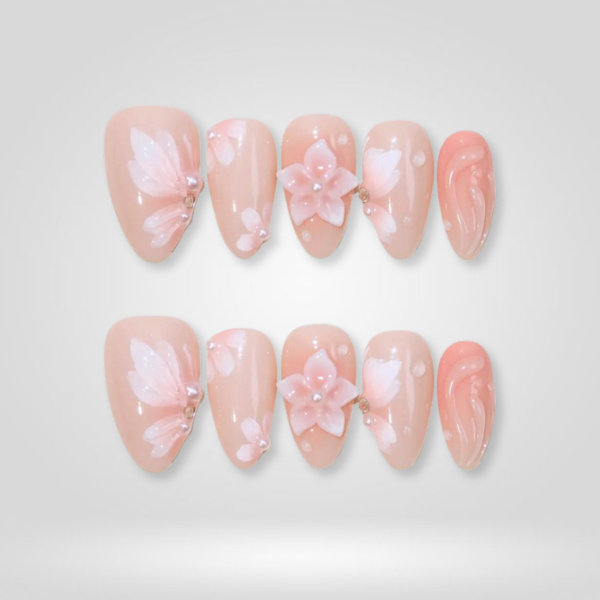 Petal Glowy | Floral Almond Press-Ons press-on nail set