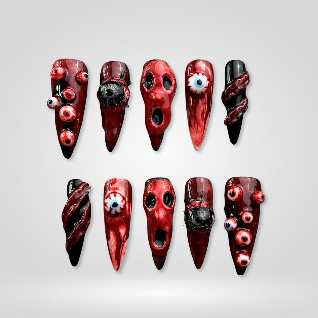 Creepy Whispers press-on nail set - XS to L sizing, seasonal design