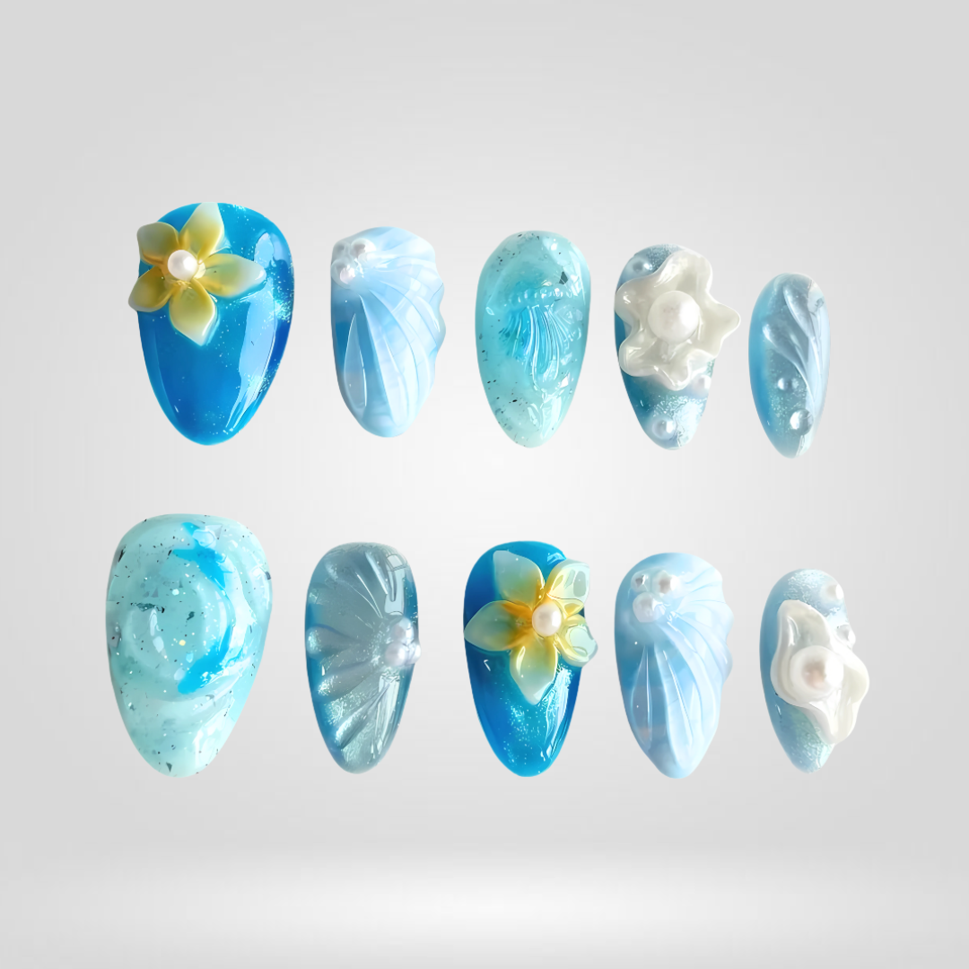 Seaside Muse press-on nails - image 6 of 13, cat-eye velvet almond