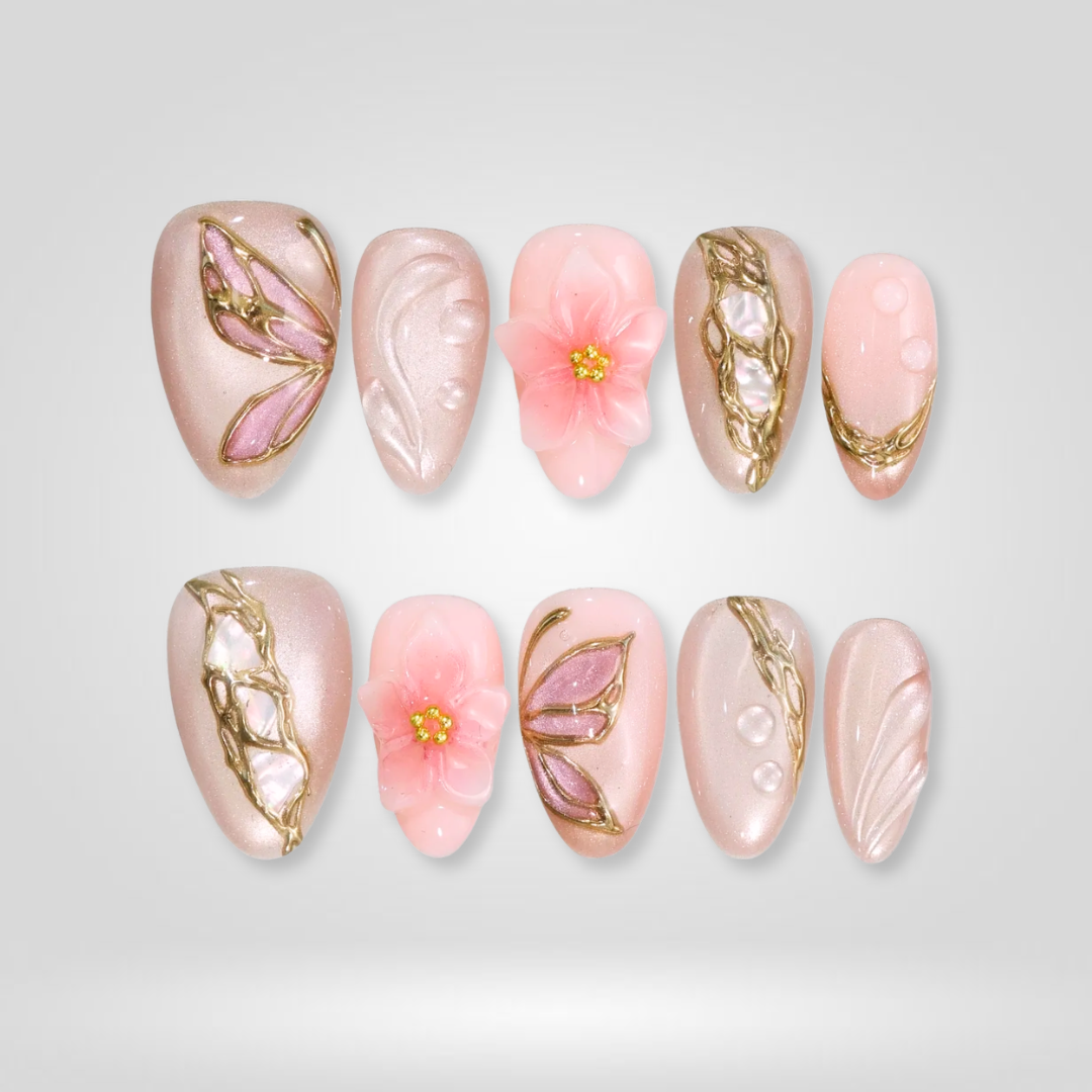 Spring Floral press-on nails - image 5 of 15, cat-eye velvet almond
