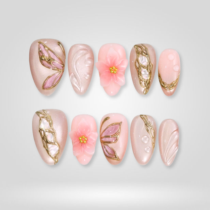 Spring Floral press-on nails - image 5 of 15, cat-eye velvet almond