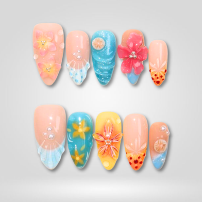Seaside Muse press-on nails - image 7 of 13, cat-eye velvet almond