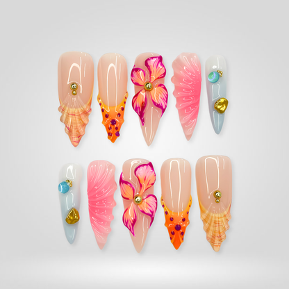 Seaside Muse press-on nails - image 8 of 13, cat-eye velvet almond