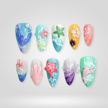 Seaside Muse press-on nails - image 9 of 13, cat-eye velvet almond