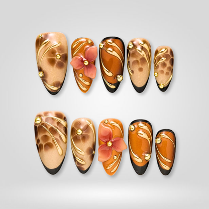 Autumn Muse press-on nails on hand - lifestyle photo, sparkle finish