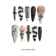 SWAG SIREN pearl-shift press-on nails - almond shape, front view