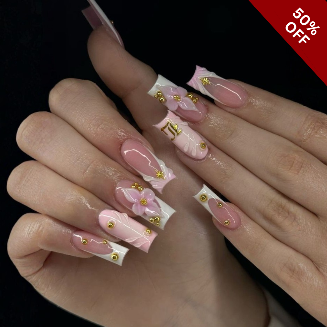 Whispered Petals press-on nails - image 5 of 15, cat-eye velvet almond
