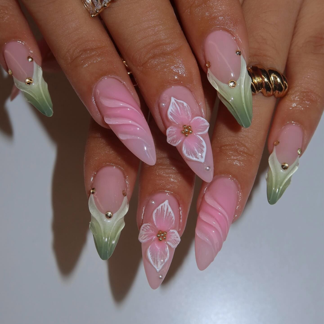 Tropical Muse press-on nails - image 5 of 15, cat-eye velvet almond