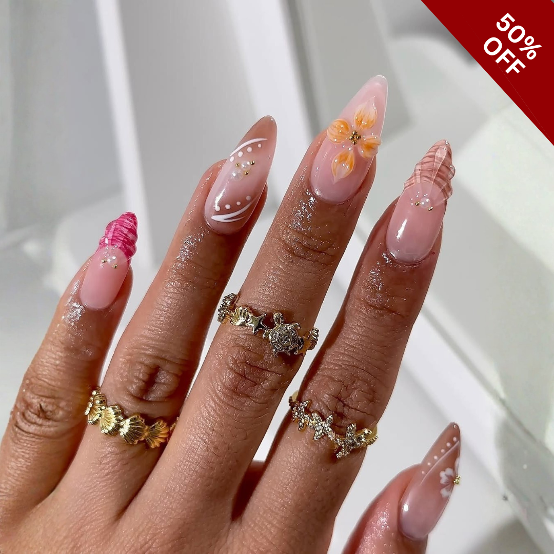 Gentle Blooms press-on nails - image 5 of 13, cat-eye velvet almond