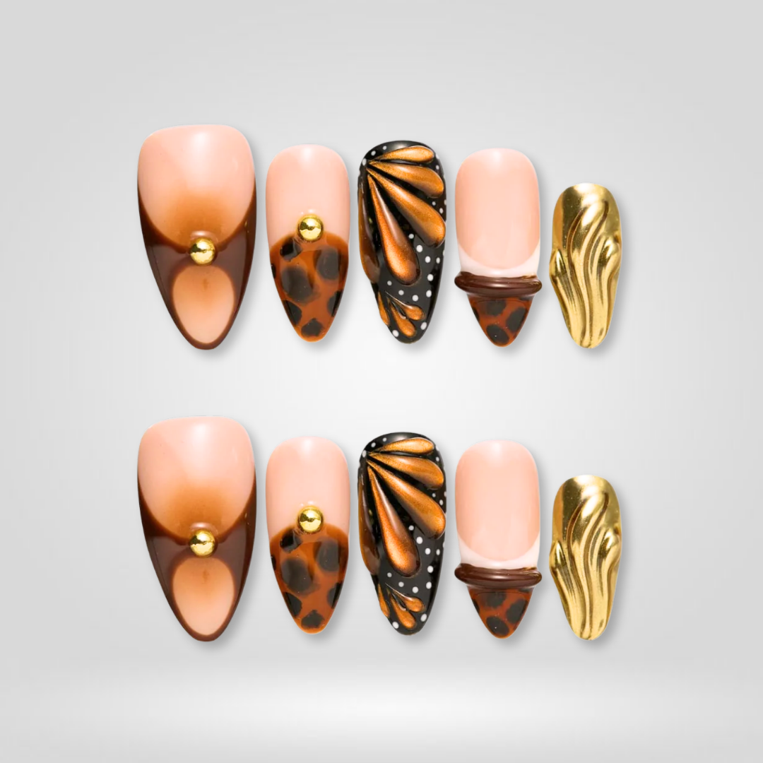 Autumn Muse press-on nail set - XS to L sizing, sparkle design