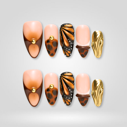 Autumn Muse press-on nail set - XS to L sizing, sparkle design