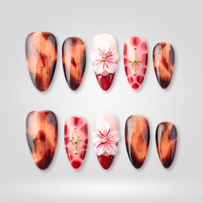 Autumn Muse press-on nails close-up texture detail - sparkle finish, US shipping