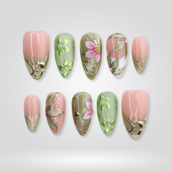 Sage Bloom | Floral Almond Press-Ons press-on nail set