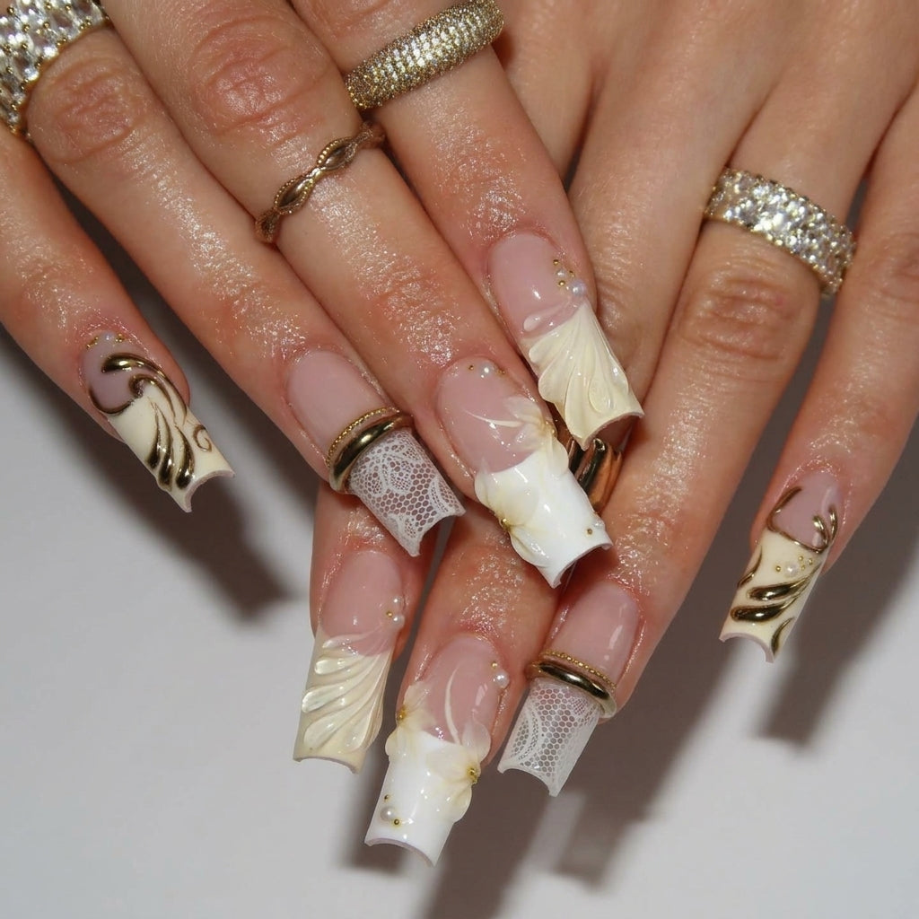 Tropical Garden press-on nails - image 10 of 14, cat-eye velvet almond