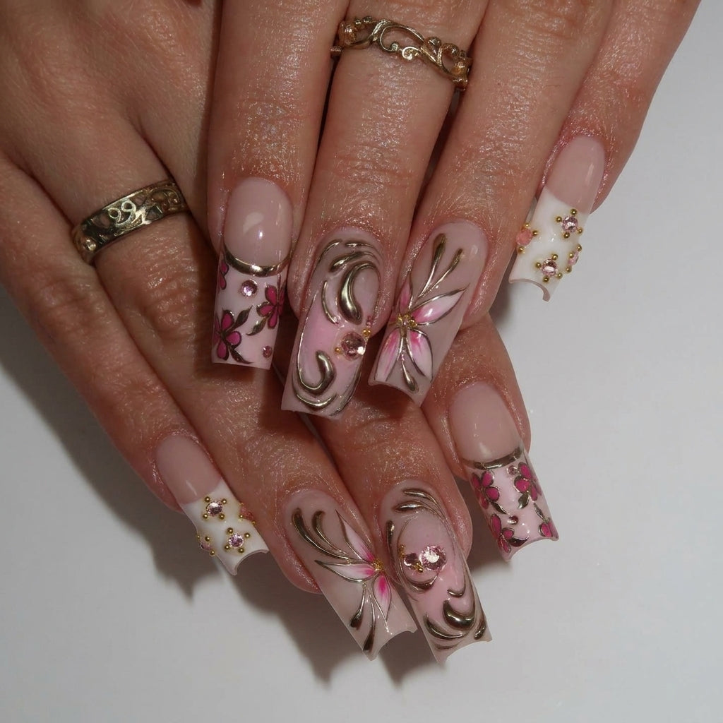 Tropical Garden press-on nails - image 11 of 14, cat-eye velvet almond