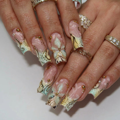 Tropical Garden press-on nails - image 6 of 14, cat-eye velvet almond