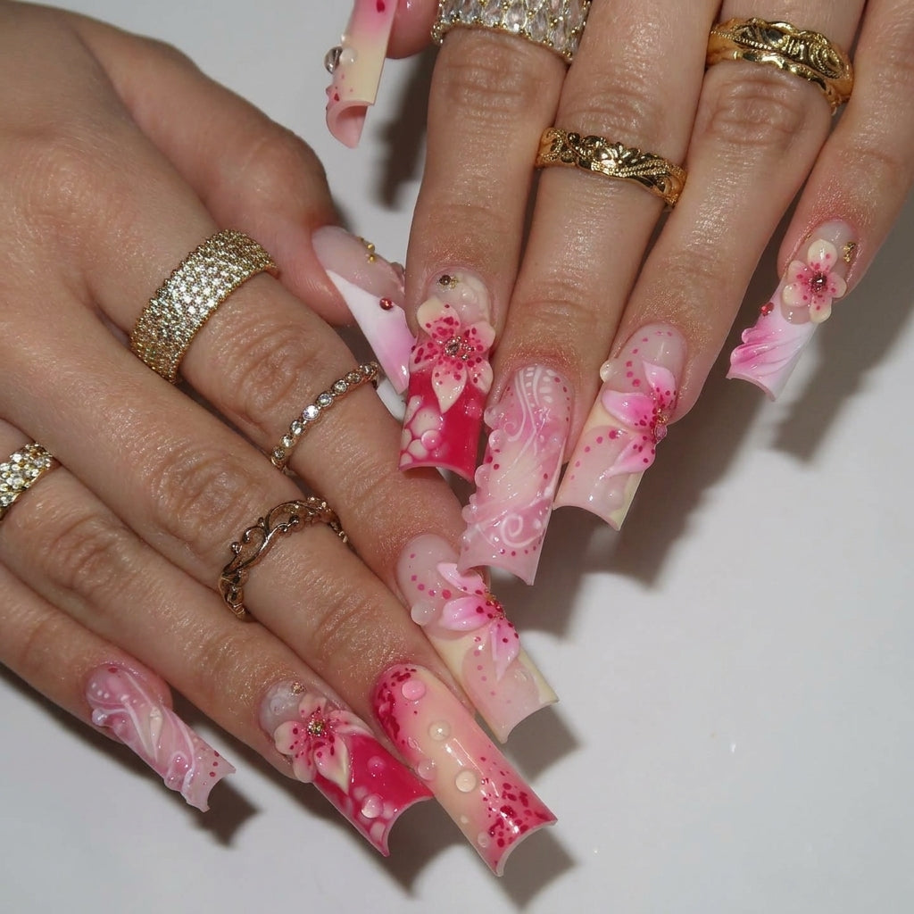Tropical Garden press-on nails - image 9 of 14, cat-eye velvet almond