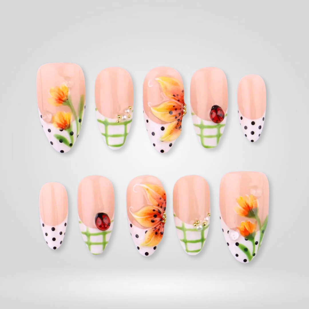 Blossom Reverie press-on nails - image 12 of 15, polka dot almond