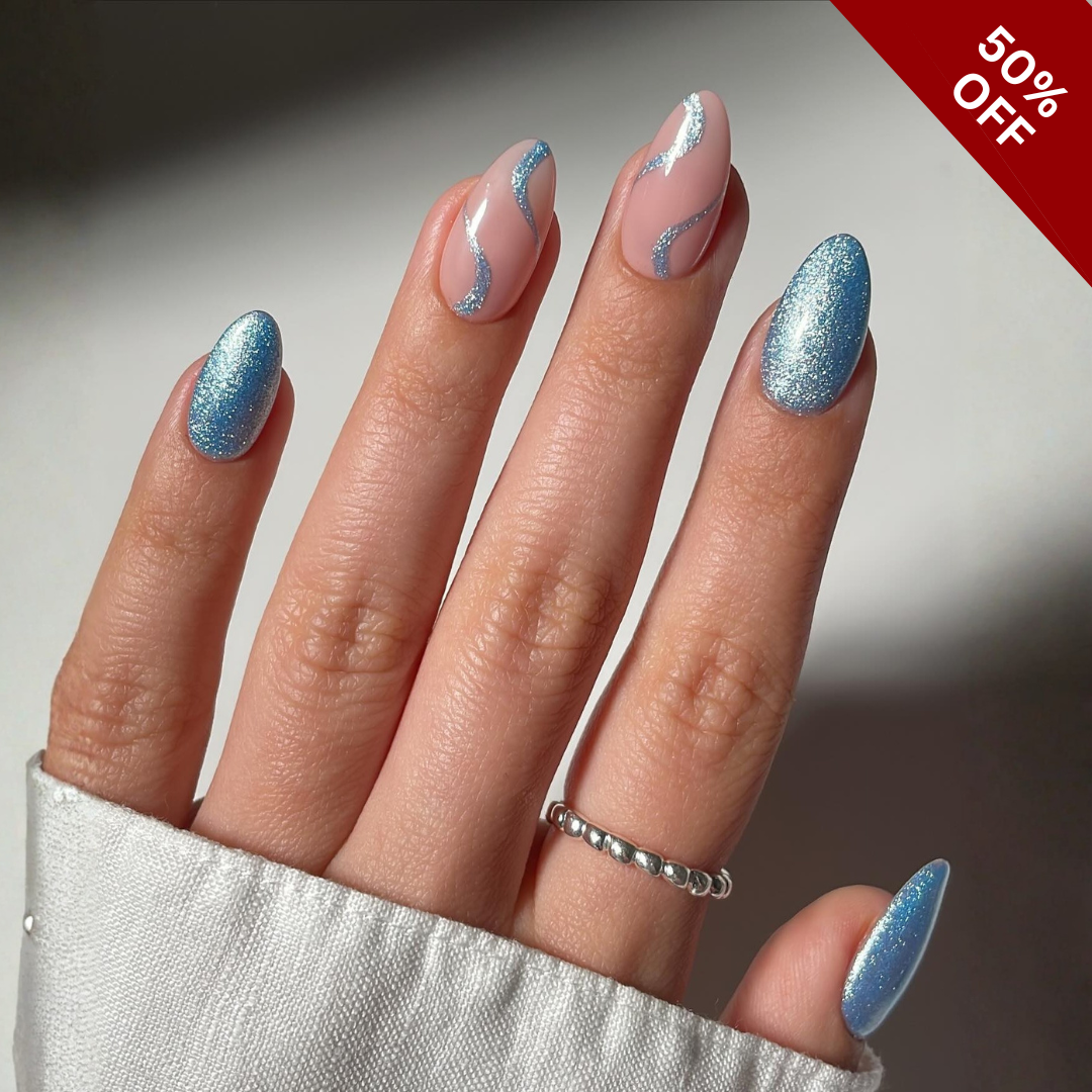 Tender Florals press-on nails - image 6 of 13, cat-eye velvet almond