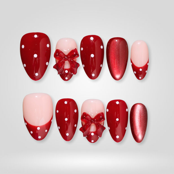 Scarlet Dots | Polka Dot Almond Press-Ons press-on nail set