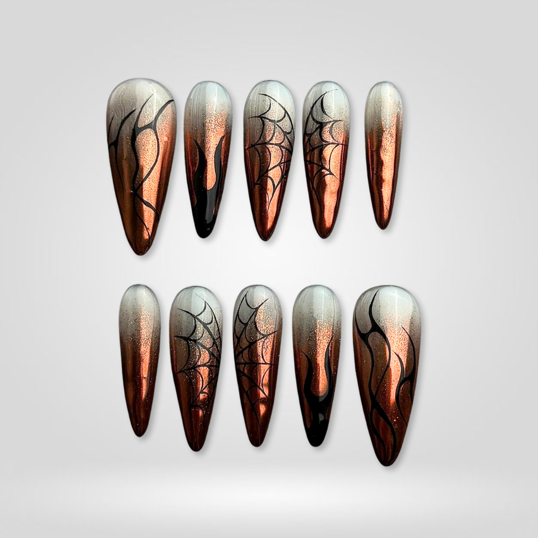 Wicked Glam press-on nails close-up texture detail - vamp finish, US shipping