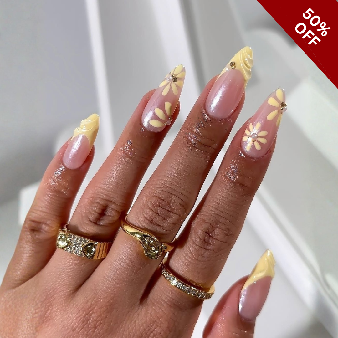 Gentle Blooms press-on nails - image 6 of 13, cat-eye velvet almond
