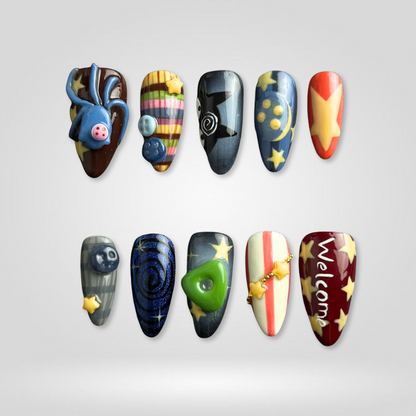 Spooky Season press-on nails close-up texture detail - seasonal finish, US shipping